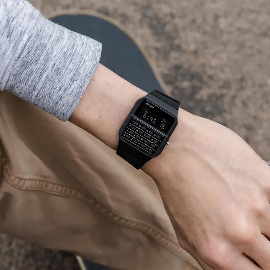 Casio Черный силиконовый ремешок Кнопки цифрового дисплея Мужские кварцевые часы CA-53WF-1B