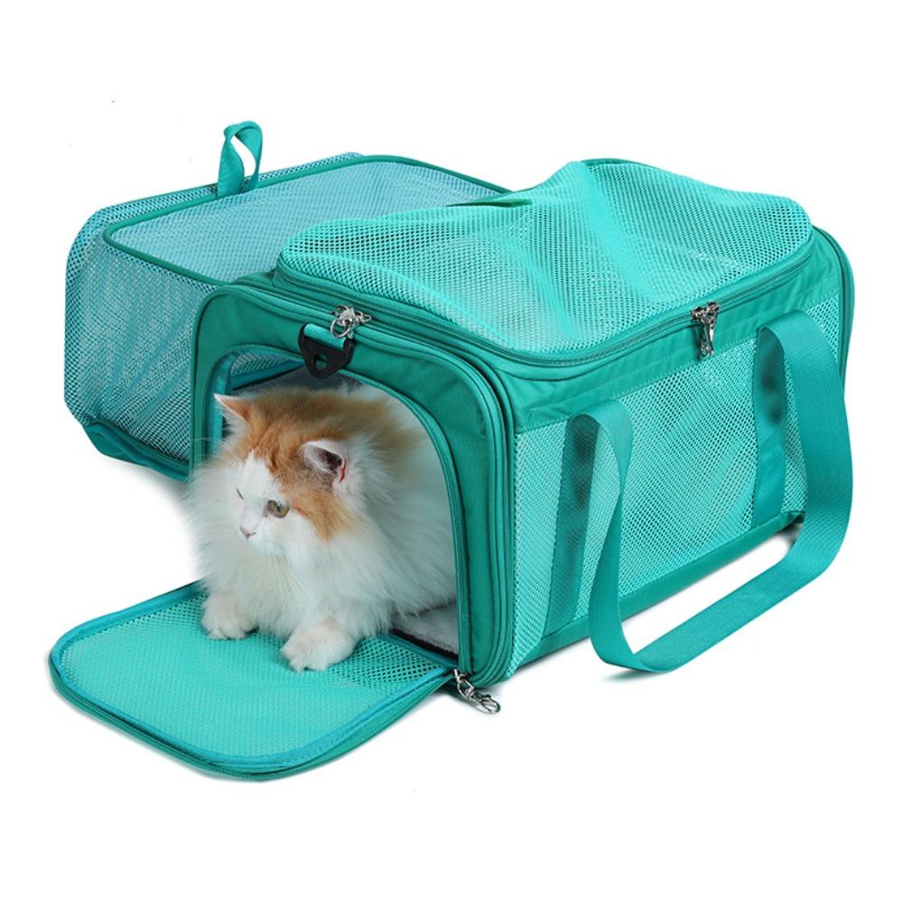 Lightweight Canvas Pets Travel Handbag Breathable Large Capacity Cat Bag Foldable Portable Pet Airline Bag Cat