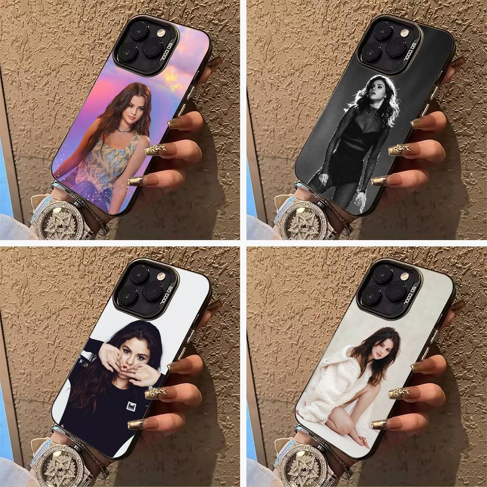 superstar-Selena- Gomez For iPhone 17 16 15 14 13 12 11 Pro Max XS 17 Air Silicone Colored Silver Bumper Cover
