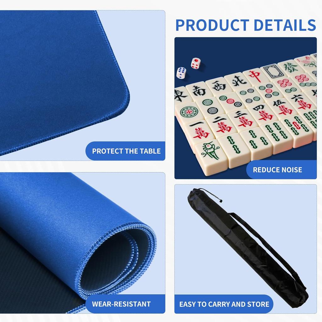 Mahjong Mat,Mahjong Table Mat with Black Carrying Bag,Rubber Anti Slip Game Mat and Noise Reducing Table Cover for Mahjong,Dominoes,Poker,Card,Board