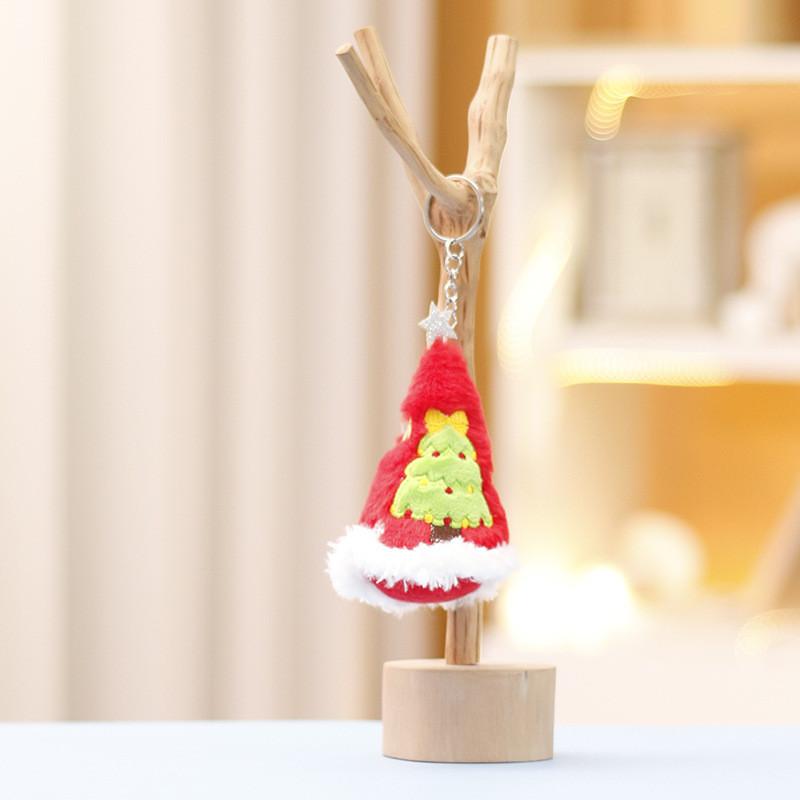 Christmas Santa Tree Hat Plush Keychain Toy Cartoon Decorations Pendant Doll