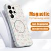 Магнитный Чехол Для Magsafe Для Samsung Galaxy S26 Ultra S25 Edge S24 Plus S23 FE S22 A54 A55 A56 5G С Рисунком Розовых Цветов Матовый Чехол