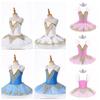 Kids Girls Dance Dress V Neckline Ruffle Shoulder Decor Dress with Headwear Set Ballet Performance Costume