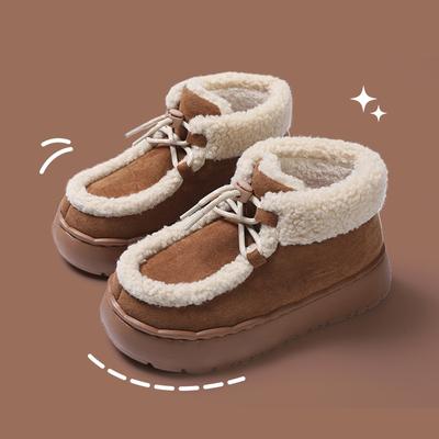 2024 Женские зимние ботинки для снега, домашняя обувь на толстой подошве, женские хлопковые теплые меховые ботильоны, нескользящие зимние ботинки