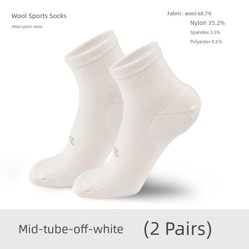 Wrels Sports Socks, All-Season Wool Warm Running Socks, Mid-High Thickened Breathable Outdoor Hiking Socks for Men and Women