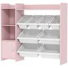 Toy Storage Unit with 8 Removable Bins, Storage Shelves, Cabinet, Pink
