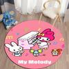 Этот круглый ковер с рисунком My Melody можно использовать для украшения гостиных, спален, диванов и игровых комнат; Это нескользящий коврик.