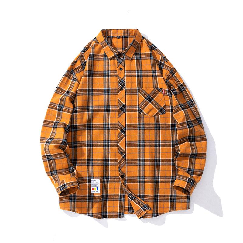 Мужская клетчатая рубашка с длинным рукавом, весенняя корейская повседневная рубашка, мужская рубашка