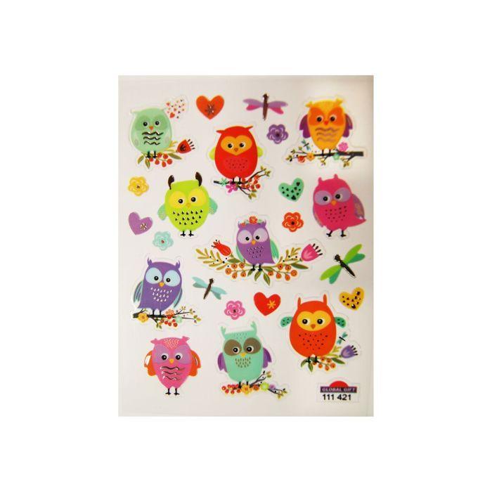 Stickers - Colorful Owls - 1.8 Cm