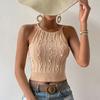 Summer Spring Solid Color Women Knitted Bare Midriff Vest Crop Top