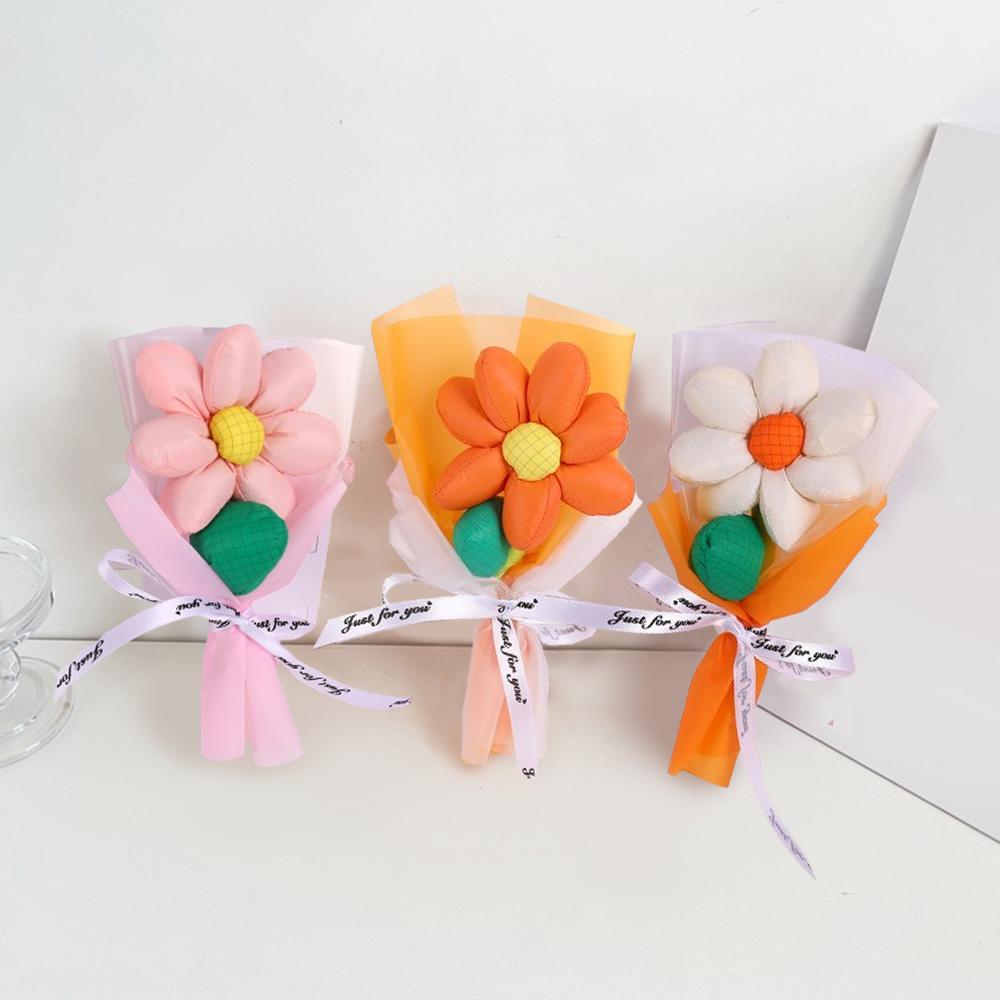 1 комплект из мультяшных цветов из ткани с семью лепестками, букет подсолнухов, праздничные подарки, один букет, подарки на день рождения, 5 цветов