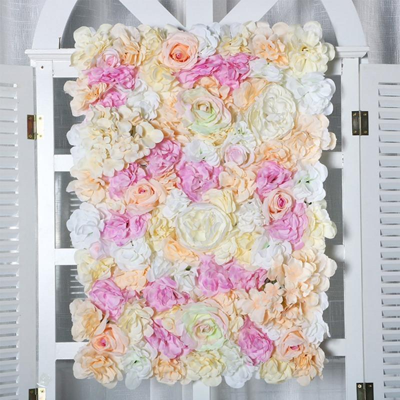 40*60 см Цветочный настенный коврик Искусственные цветочные настенные панели Шелковые розовые гортензиевые цветочные панели для фона Свадебная вечеринка настенное украшение