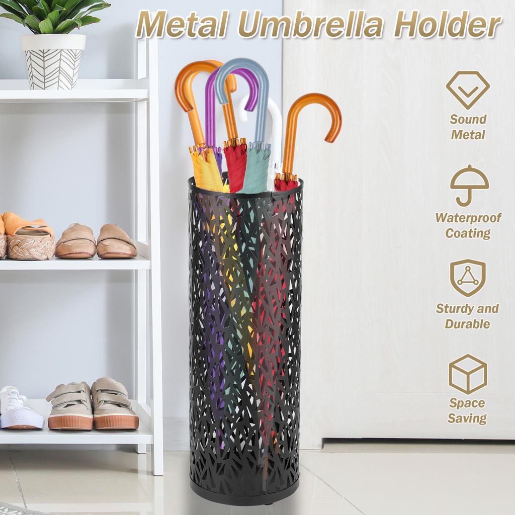 Держатель для зонта, металлическая полая стойка, ведро для хранения, отдельно стоящее круглое ведро, водонепроницаемая стойка для тростей