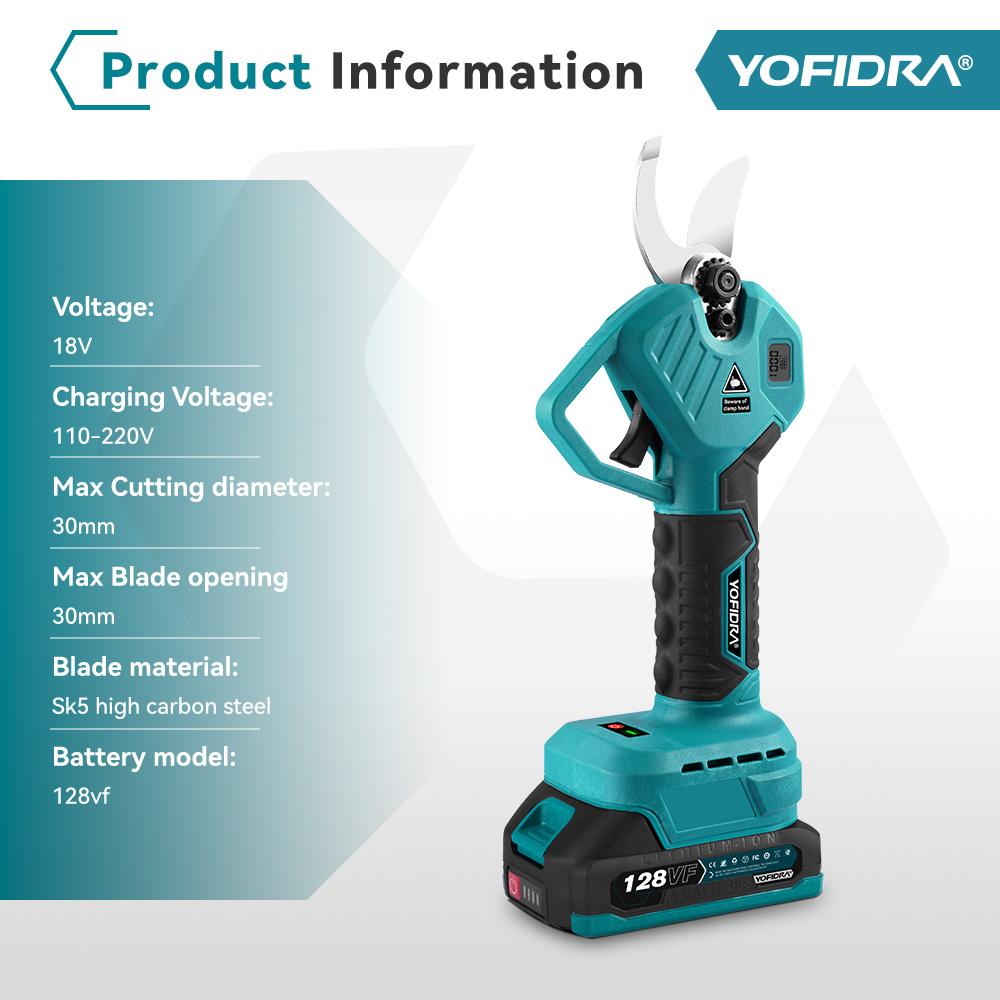 Yofidra 30 мм бесщеточный электрический секатор, мощный секатор, садовый резак для веток деревьев, ножницы, инструмент для аккумулятора Makita 18 В