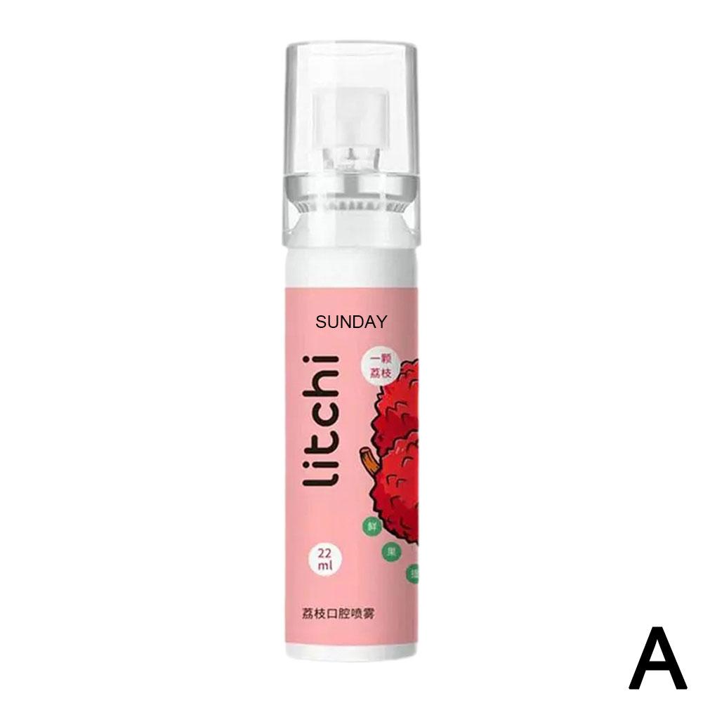22ML Breath Freshener Spray Fruit Litchi Peach Flavor Spray Spray Mouth Portable Male Kissing F R1M0