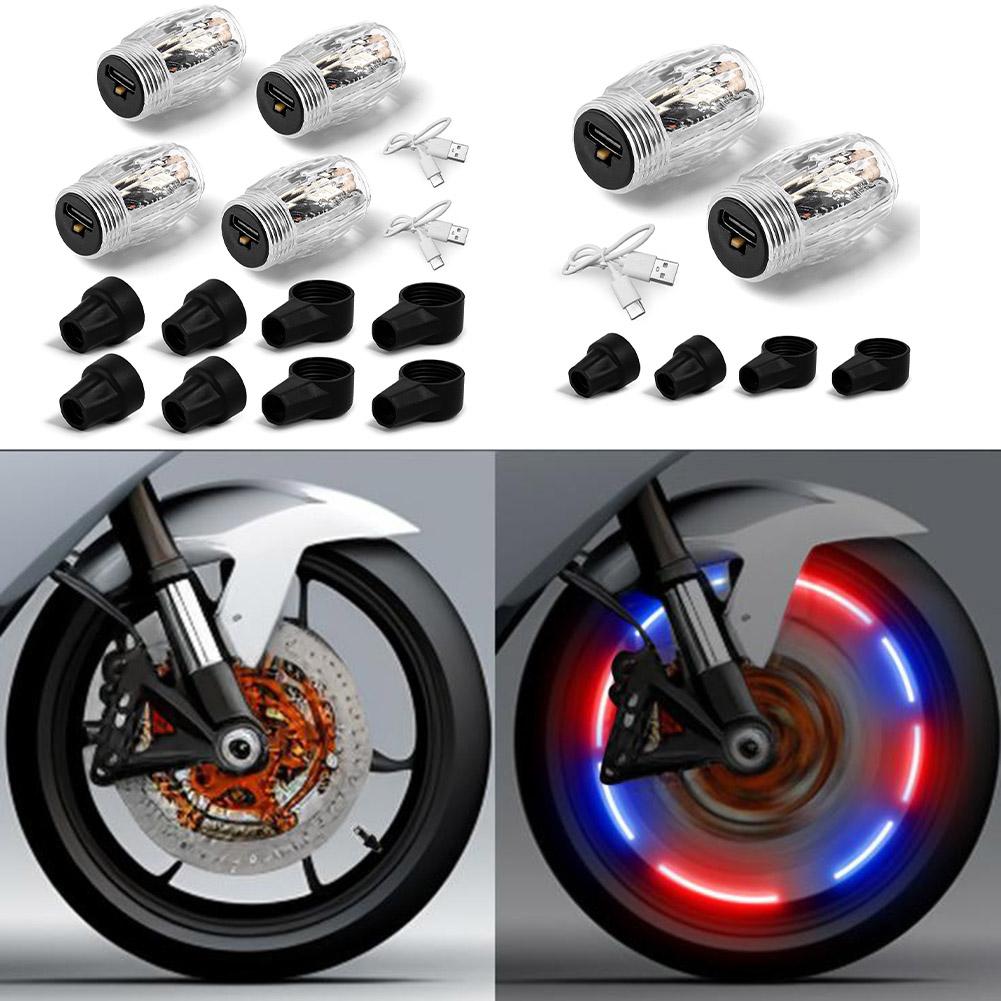USB Rechargeable LED Light for Tire Valves Waterproof Design Colorful Flashing Vibration Sensor for Cars and Motorcycles