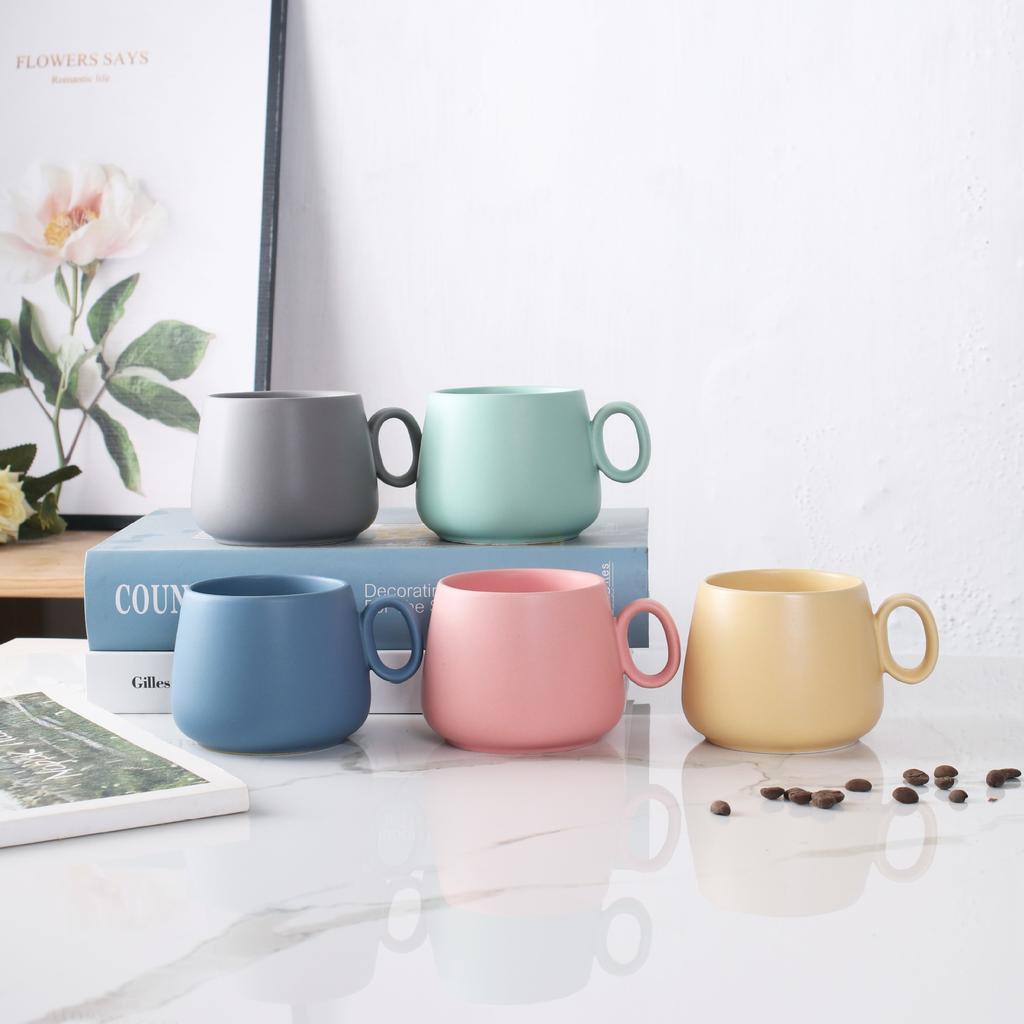 Simple Nordic Style Macarone Solid Color Ceramic Coffee Cup Mug Water Cup Flower Tea Cup