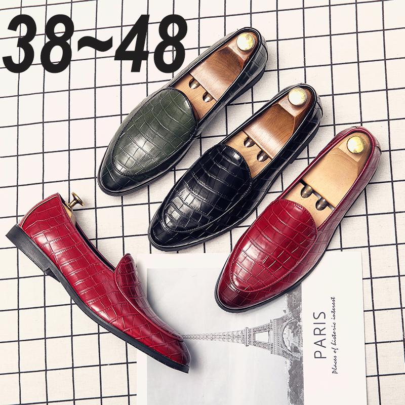 Wedding Italian Dress Footwear Leather Business Red Office Casual Mens Formal Designer Black Loafers Flats Oxfords Shoes for Men