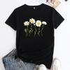 Summer Women's Flower Print Tees Plus Size Pure Cotton Round Neck Short Sleeved T-Shirts Female Top
