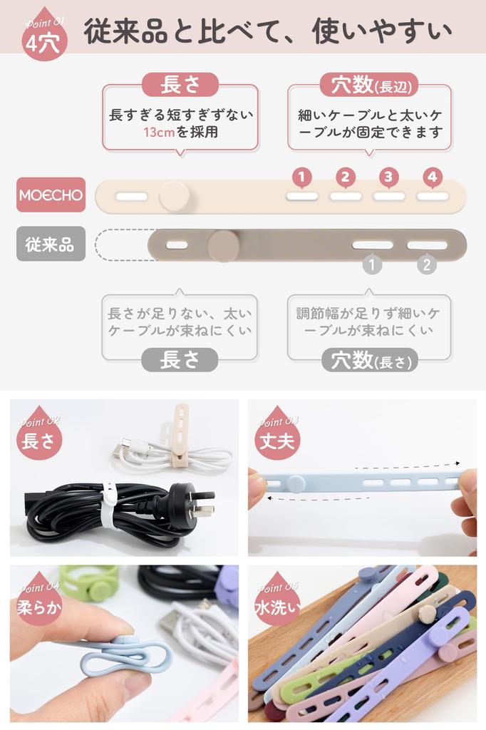 Из Easy Cable Cord Cable Cable Органайзеры Набор из [Набор 6, 4-отверстия Регулируемые, Установка] Зажимы, Зажимы, Резинки, (Цвета Моранди, 6)