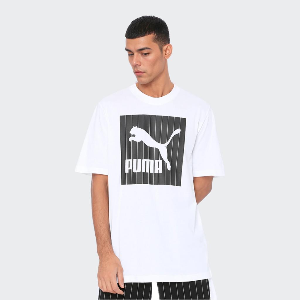 Puma Logo Round Neck Short Sleeve T-Shirt Men Tops White 579871-02