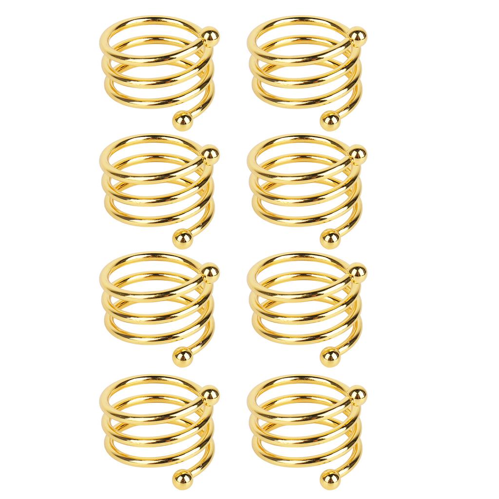 8pcs Gold Spiral Napkin Rings Elegant Rust Prevention Metal Napkin Rings for Wedding Birthday