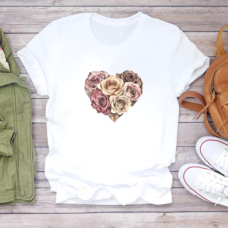 Модная летняя футболка, симпатичный принтованный дизайн, модный женский топ с коротким рукавом.