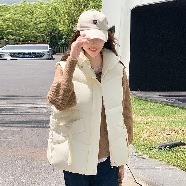 Fashionable and Warm Women's Stand Collar Cotton Warm Vest for Winter