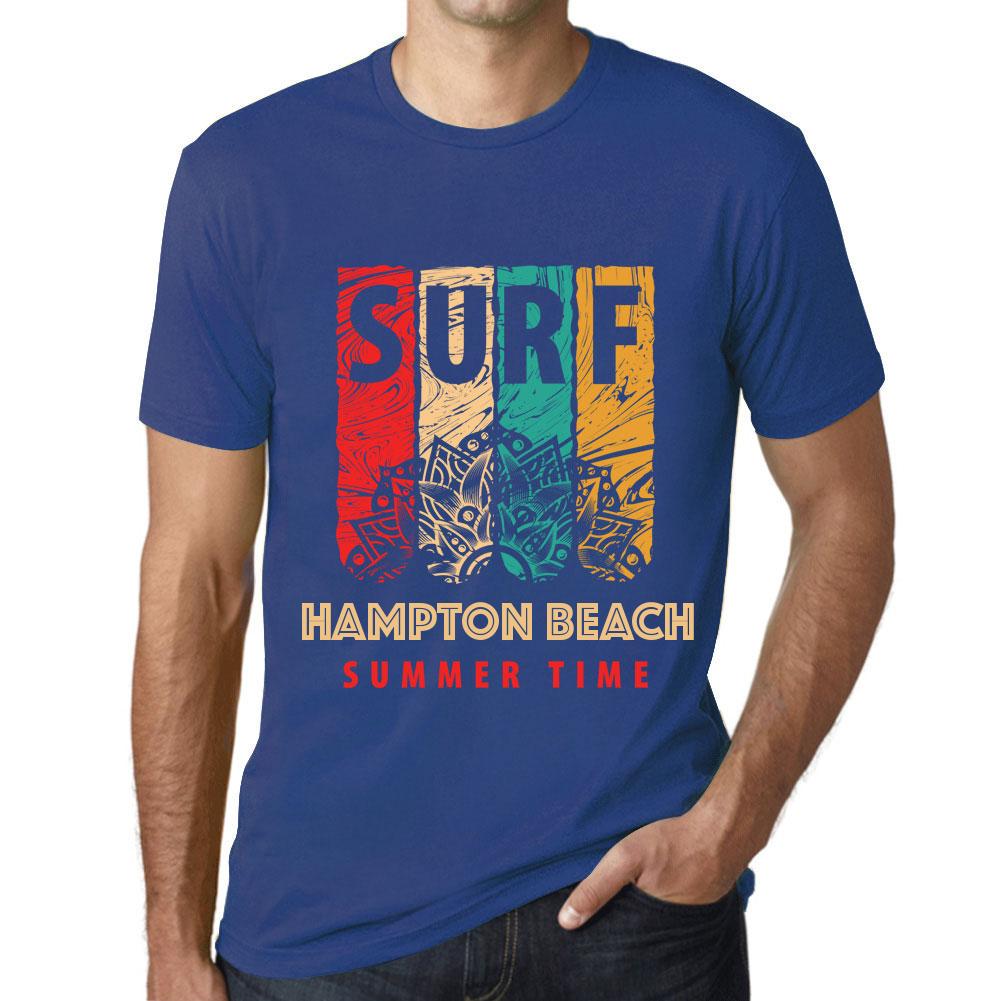 Men’s Vintage Tee Shirt Graphic T Shirt Surf Summer Time Hampton Beach Royal Blue