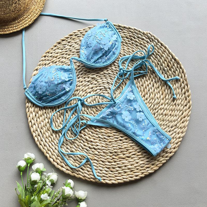 Пуш-ап бикини Сексуальный женский купальник Купальник Женский комплект бикини Бикини Блестящая сетка Купальный костюм Купальные костюмы Пляжная одежда