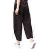 Cotton Harem Pants Loose Plain Casual Pants Elastic Waist Summer Cropped Pants [JINJUDUO] Women's (S, Black)