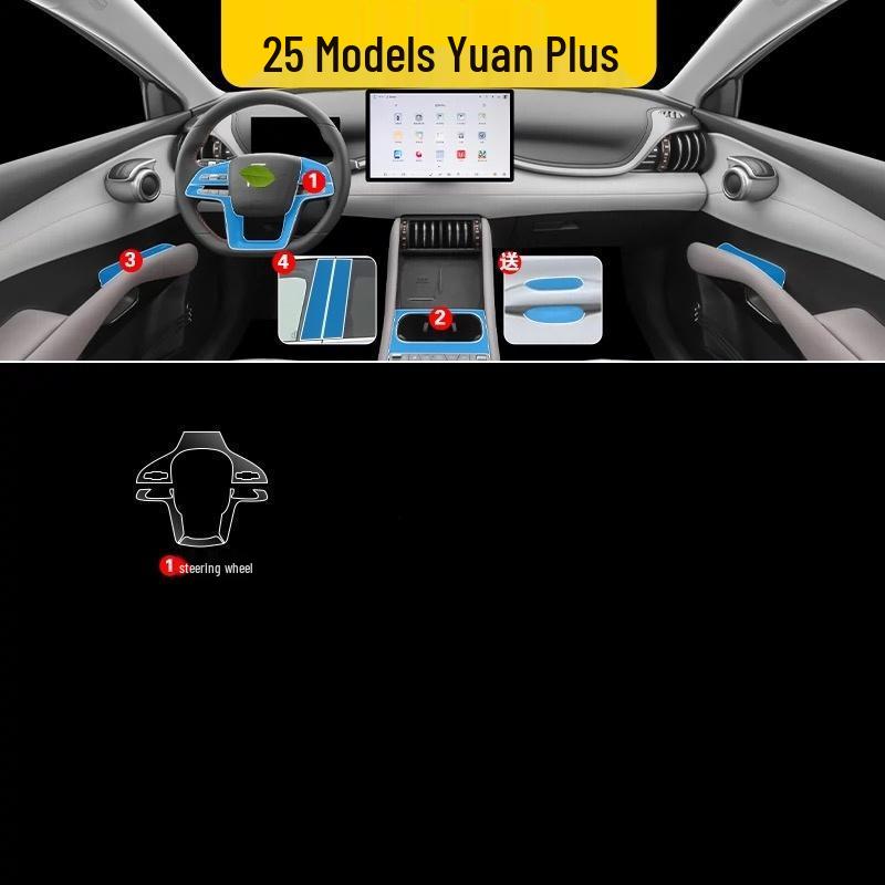 Пленка для салона BYD Yuan Plus: Защитная прозрачная пленка для центральной консоли для 25 моделей