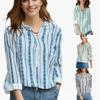 Женская новая рубашка на пуговицах с полосатым принтом, свободный топ с длинными рукавами
