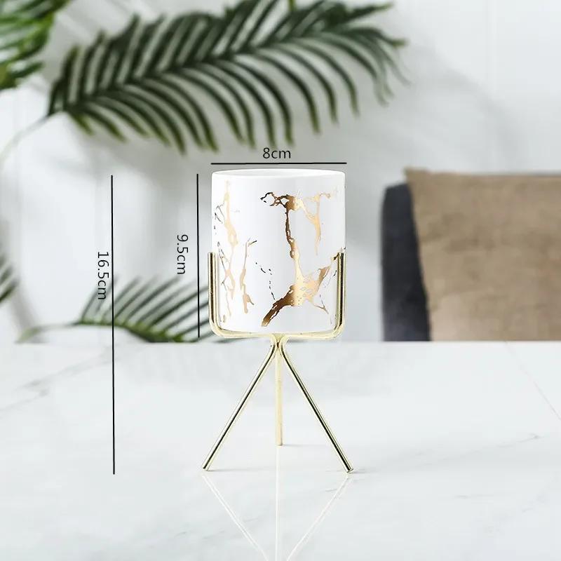 Скандинавская керамическая железная художественная мраморная ваза с узором розовое золото зеленый настольный цветочный горшок для домашнего офиса вазы декоративный суккулентный цветочный горшок