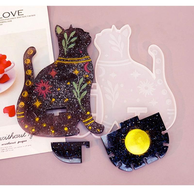 Подставка для бит для кошек Формы для подсвечников Смола Эпоксидная форма для литья для DIY Подсвечник Поднос для украшений Свадьба Дом Настенный декор