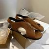 Fashion NEW Brown Flat Sandals Buckle Slingback Suede Women's Sandals Newest 2025 Summer Low Heels Casual Beach Shoes Sexy