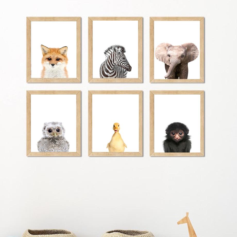Жираф Кролик Лиса Лев Леопард Зебра Слон Плакат Детская Настенная Художественная Печать Холст Картины Современные Детские Дети Спальня Домашний Декор