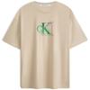 Unisex Letter Logo Print Loose Round Neck Short Sleeve T-Shirt Unisex Tops Light-Khaki J400322ACI