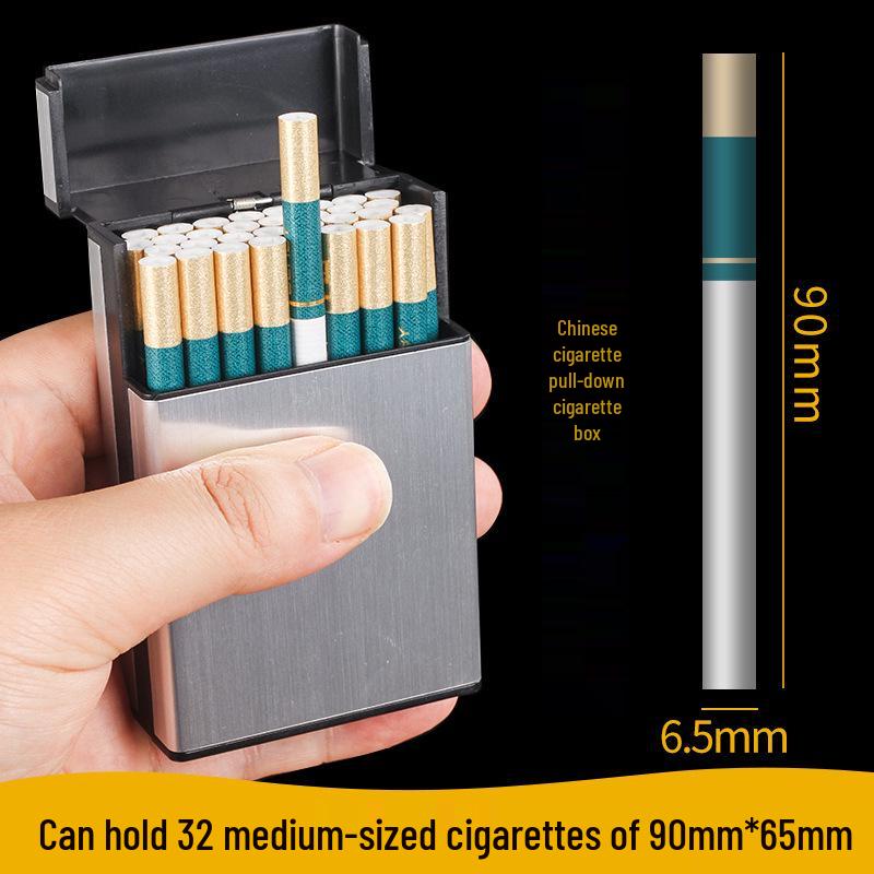 Flip-Top King-Size Cigarette Case, 32-Capacity, Moisture & Pressure-Proof, Portable & Automatic, Medium/Fine Size