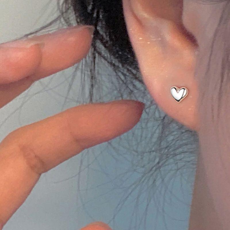 1 Pair Love Heart Stud Earrings For Women Girls Cute Elegant Birthday Gifts Jewelry Simple Exquisite Fine Earrings