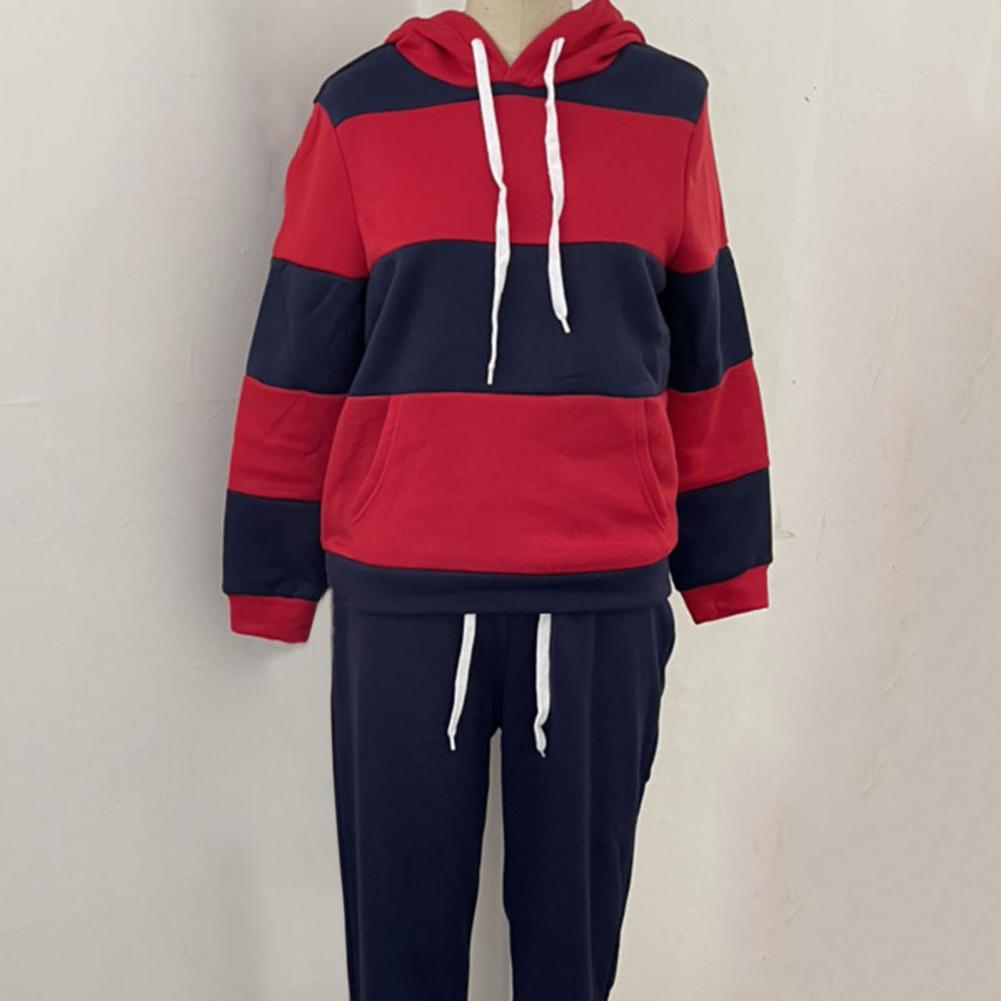 Модный комплект из двух предметов с манжетами на щиколотках для женщин, осенний спортивный костюм, эластичный пояс, женский пуловер с капюшоном, комплект брюк для дома