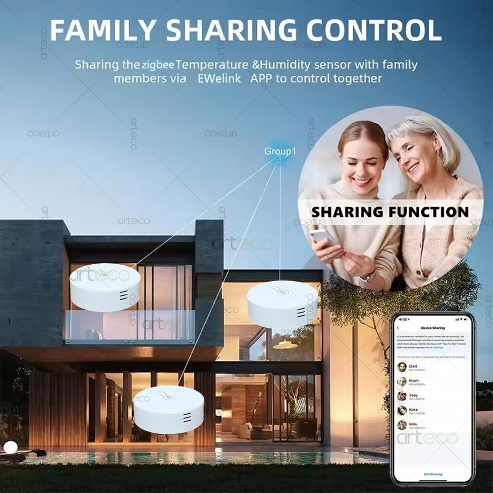Ewelink ZigBee Smart Temperature Humidity Sensor Battery Powered APP Control Thermometer Hygrometer Controller For Alexa Google
