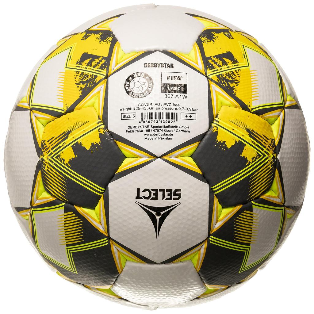 DERBYSTAR APUS TT V23 FIFA Basic Футбольный размер для средней школы и взрослых Мяч, 5, Белый/Желтый, Высокий, Школа,
