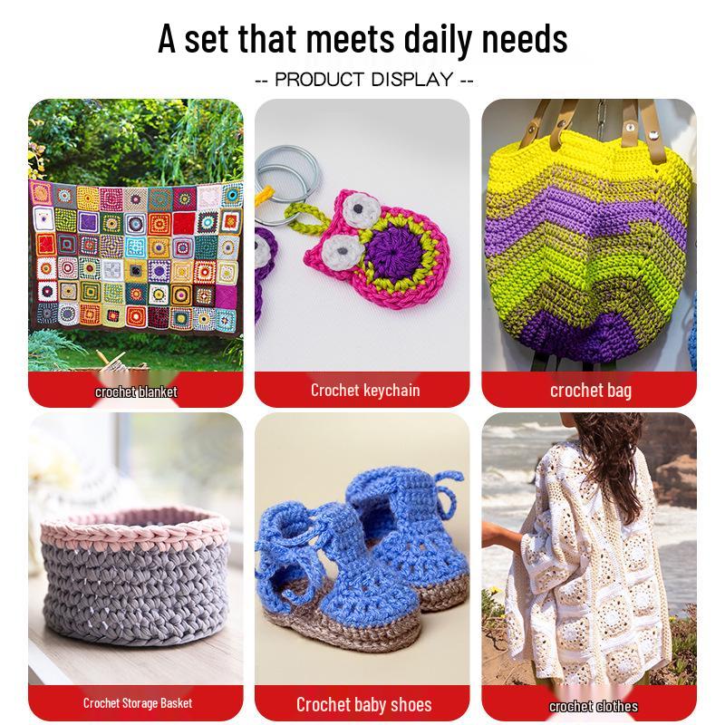 Набор афганских крючков для вязания: Длинные алюминиевые крючки ручной работы и цветная пряжа для проектов вязания своими руками