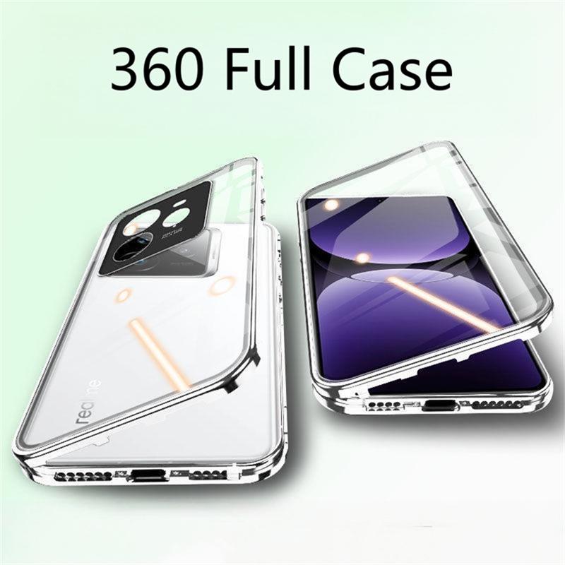 360 Полный чехол для Realme GT7 Pro GT 7 Pro 5G Двустороннее магнитное притяжение Металлическое закаленное стекло Защитная крышка