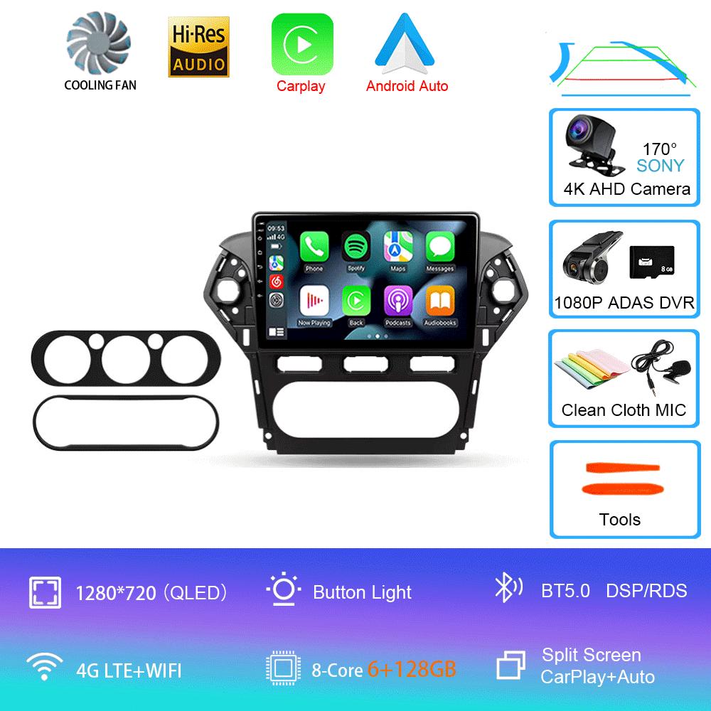 Автомагнитола Android 14 Carplay Auto 2K Экран Мультимедийный плеер Для Ford Mondeo 4 2011 - 2013 Автомагнитола GPS Стерео 2din Головное устройство