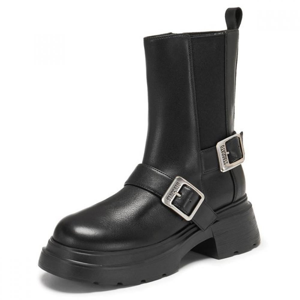 Staccato Women Cowhide Rider Boots Black Semi Em609 25fblk