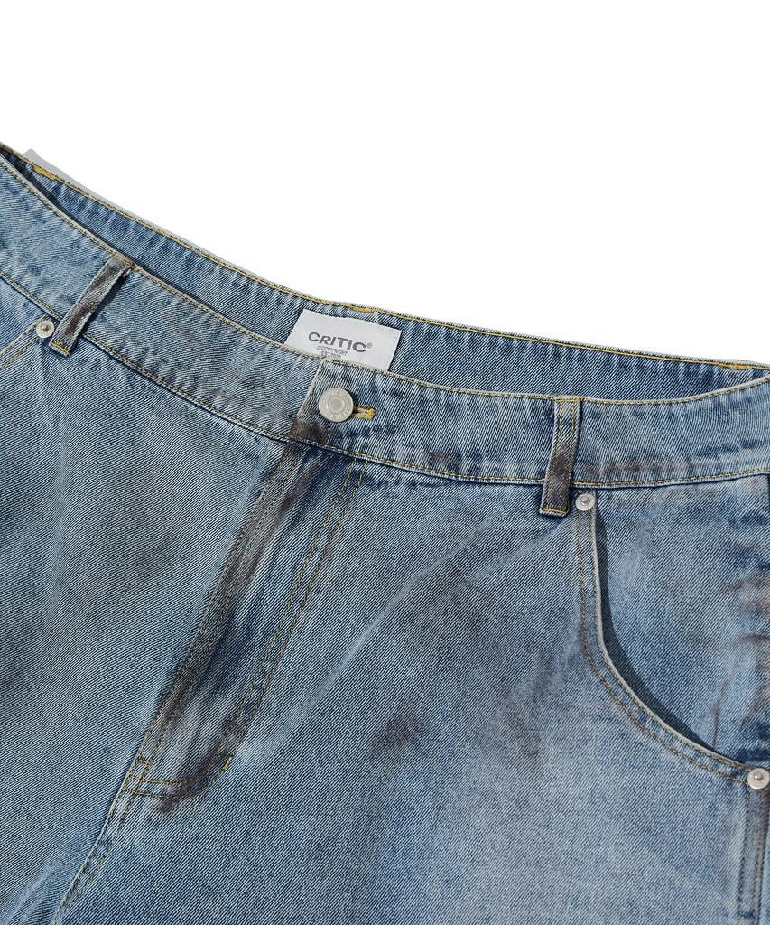 CRITIC Dirty Washed Denim Pants Light Blue