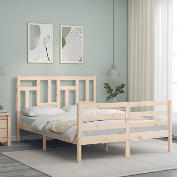 VidaXL Bed Frames with Headboard Small Double Solid Wood 3194931
