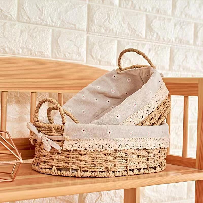 1 шт. с подкладкой практичная ручная плетеная современная корзина для хранения простота настольного хранения кружево ротанг